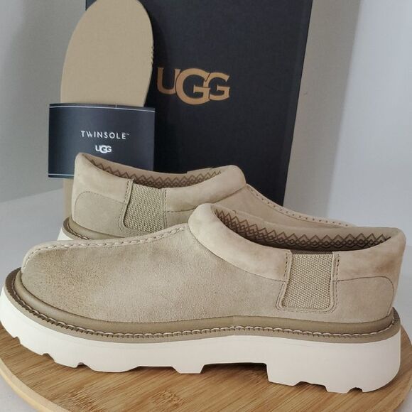 UGG Tasman Lug Slipper Loafer Shoes MEN US 8/ EU 41 Suede Twinsole Mustard Seed - Picture 10 of 14